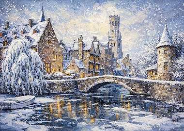 Bruges, Belgium a Winter Canal Scene.