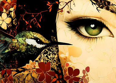 Woman's Eye and Hummingbird
