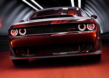 Red Dodge Challenger SRT Hellcat in Tunnel