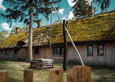 Rustic Thatched Roof House with Well- Poland village