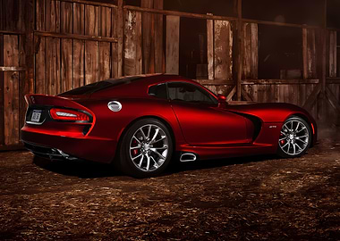 Red Dodge Viper in Barn