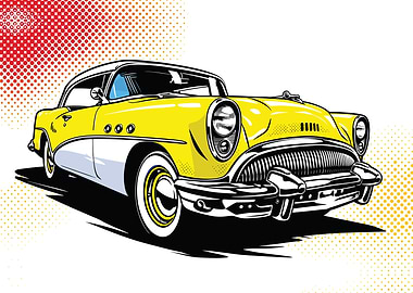 Retro Yellow Classic Car