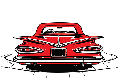 Red Vintage Convertible Car Rear View