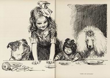 Girl with Dogs and Doll