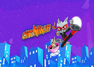 Cat Ninja and Squirrel in a City