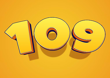Number 109 in 3D Yellow