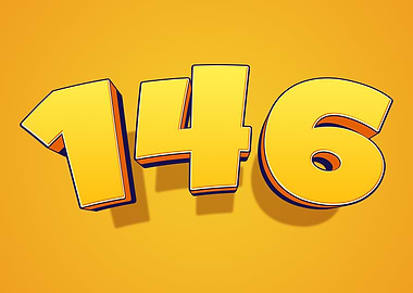 Number 146 in 3D Yellow Font