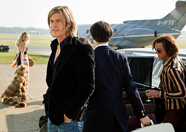 Retro Airport Scene with Celebrities