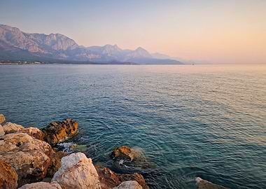 Serene Coastal Mountain Landscape at Sunset