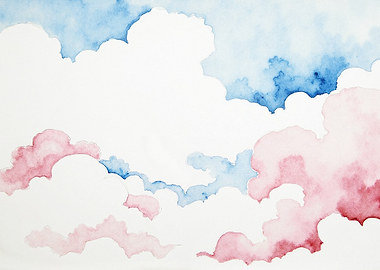 Watercolor Clouds in Pink and Blue