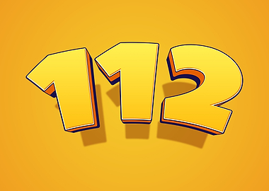 Yellow 3D Numbers 112