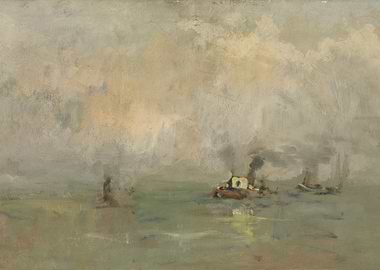 Tugboats in a Misty Harbor