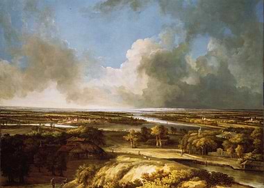 Panoramic Landscape with Dramatic Sky