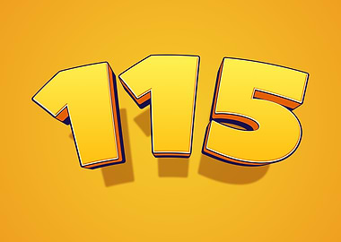 Number 115 in 3D Yellow Font
