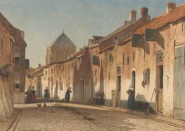 Street scene with women and chickens