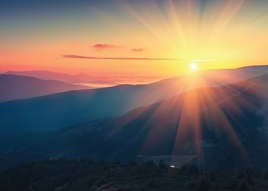 Sunrise Over Mountain Ranges
