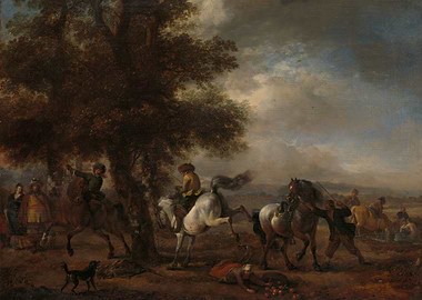 Hunting Scene with Horses and Figures