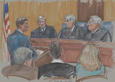 Courtroom Sketch of Legal Proceedings