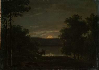 Deer by Moonlit Lake