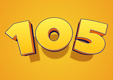 Number 105 in 3D Yellow Font