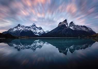 Dramatic Mountain Reflection at Sunset
