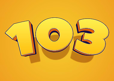Yellow 3D Number 103