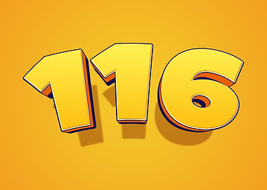 Number 116 in 3D Yellow Font