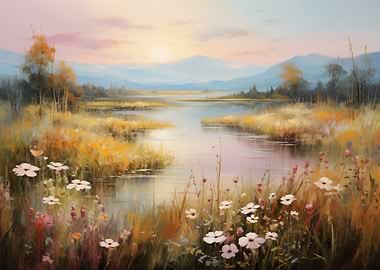 Meadow and River Landscape