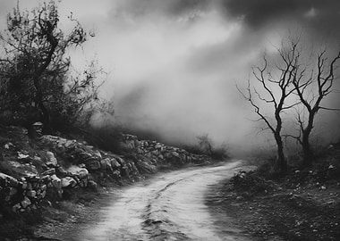 Vintage Misty Mountain Road