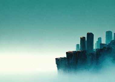 Misty Mountain Cityscape