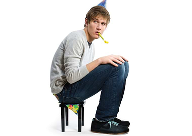 bo burnham with Party Hat and Blower