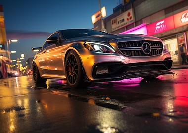 Mercedes AMG C63 at night