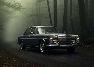 Vintage Mercedes in a Misty Forest