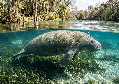 Manatee swimming in Florida