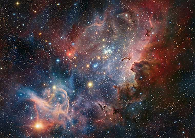 Vibrant Nebula and Star Cluster