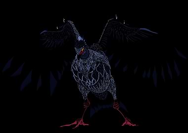 Tribal Winged Screamer Dark Bird of Prey with Wings Spread