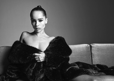 Zoë Kravitz in Fur Coat