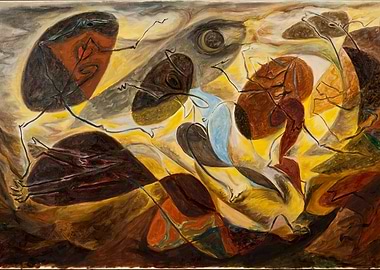 Abstract figures in motion by andre masson