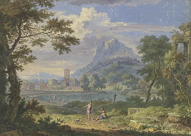 Pastoral Landscape with Figures and Ruins