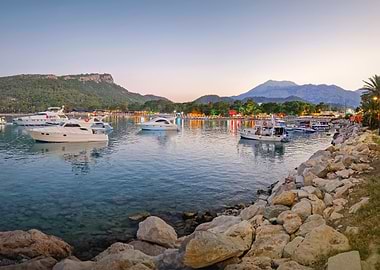 Moonlight beach at dusk in Kemer