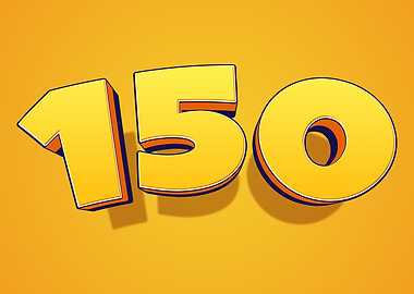 Number 150 in Yellow and Orange