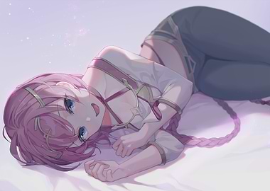 Anime girl lying down