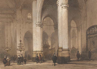 Interior of a Gothic Church with Figures