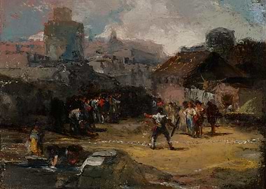 Bullfight Scene with Spectators