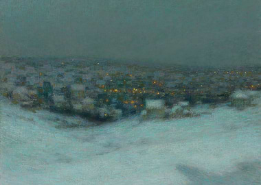 Winter Cityscape at Dusk