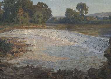 River Waterfall Landscape Painting