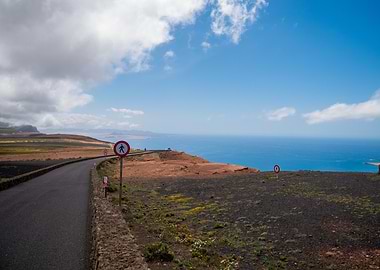 Coastal Road with Pedestrian Crossing Signs