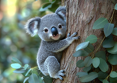 Cute Koala on a Tree