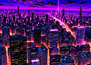 Neon Cyberpunk Cityscape at Night