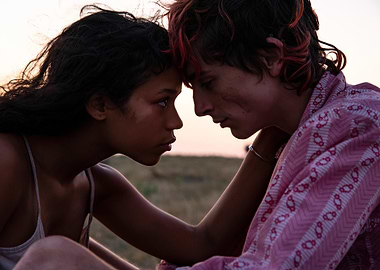 Intimate moment between two young people